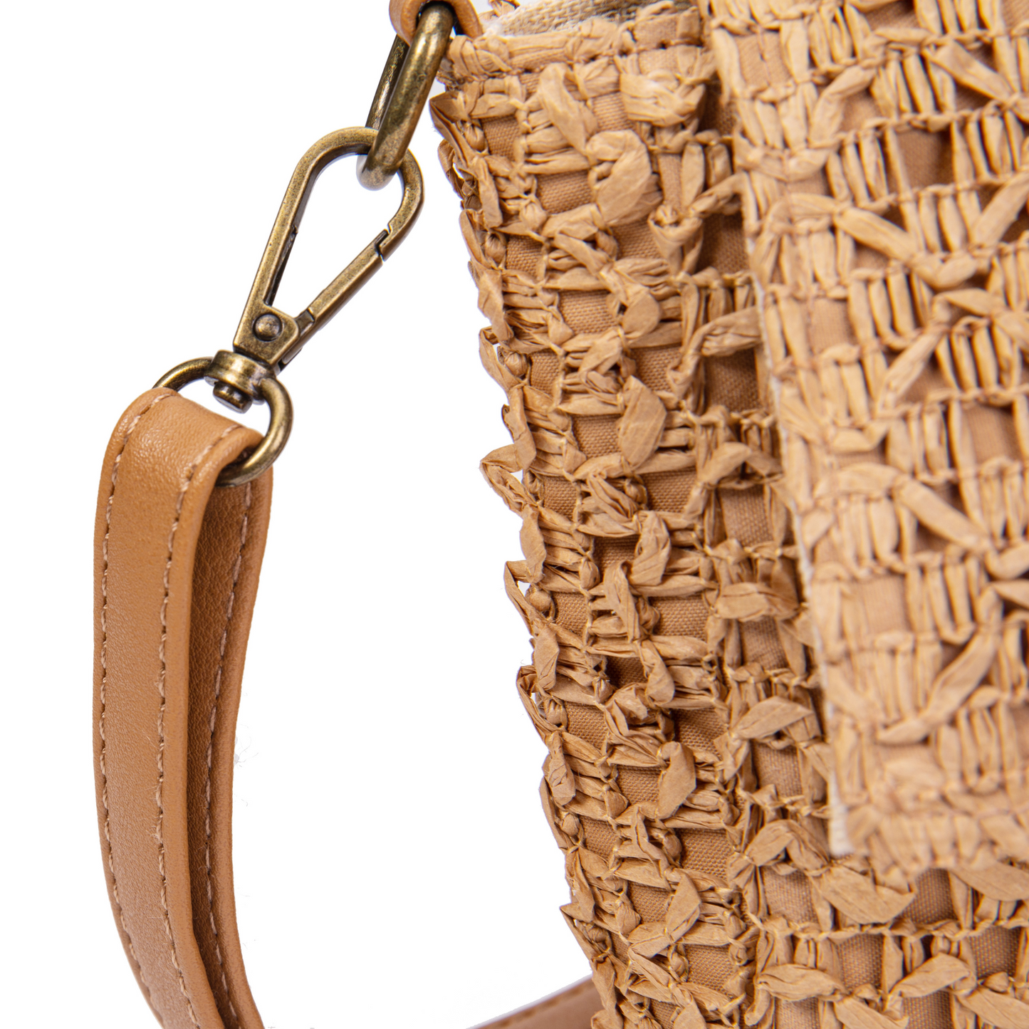Mini bolso de rafia natural con solapa estructurada – Estilo veraniego con toque chic