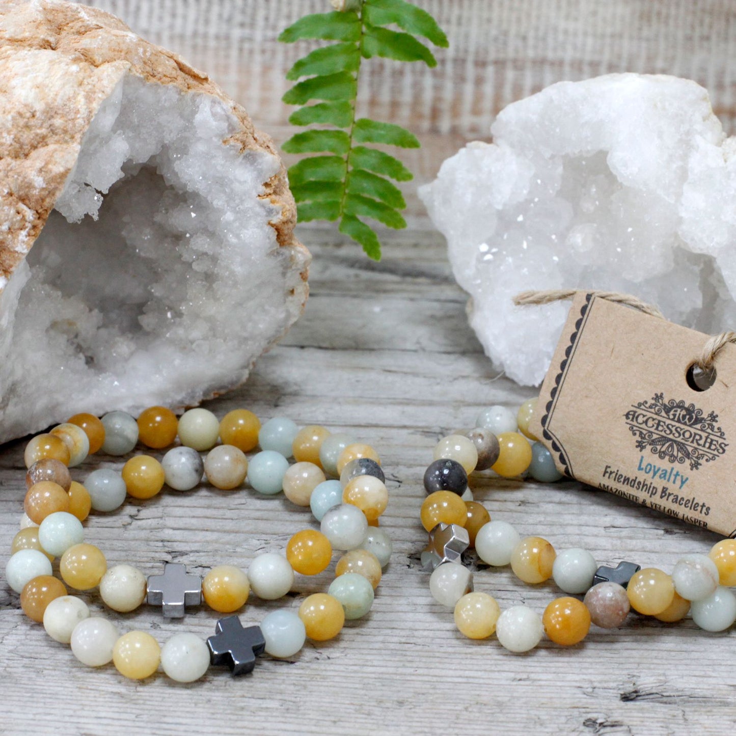 Set de 2 Pulseras de Amazonita y Jaspe Amarillo – Lealtad y Energía Vital
