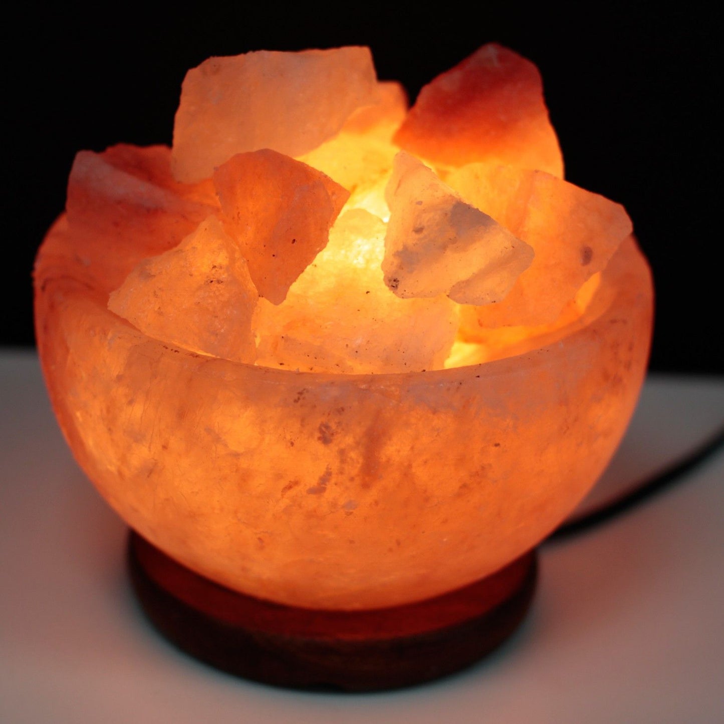 Tazón de sal del Himalaya con trozos naturales – 15 x 9 cm