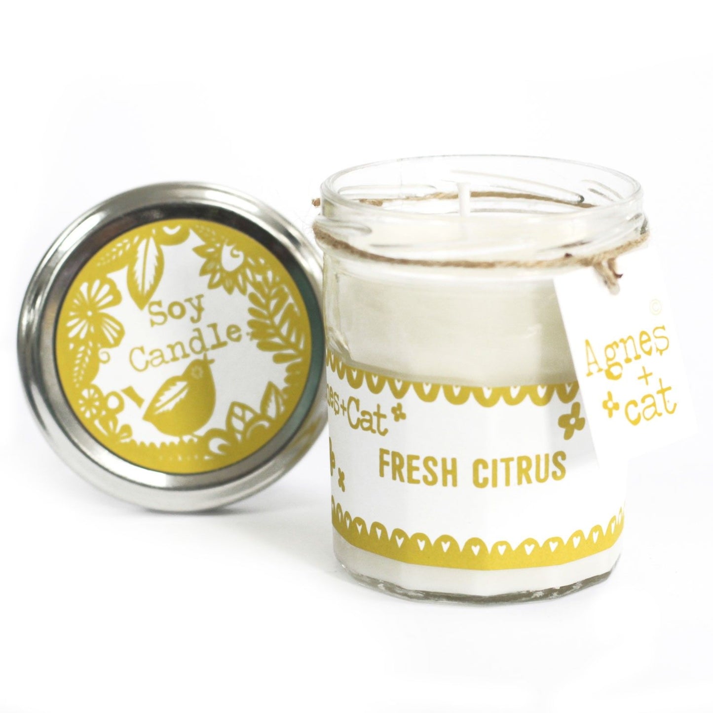 Vela en bote de cristal Citrus · Agnes & Cat