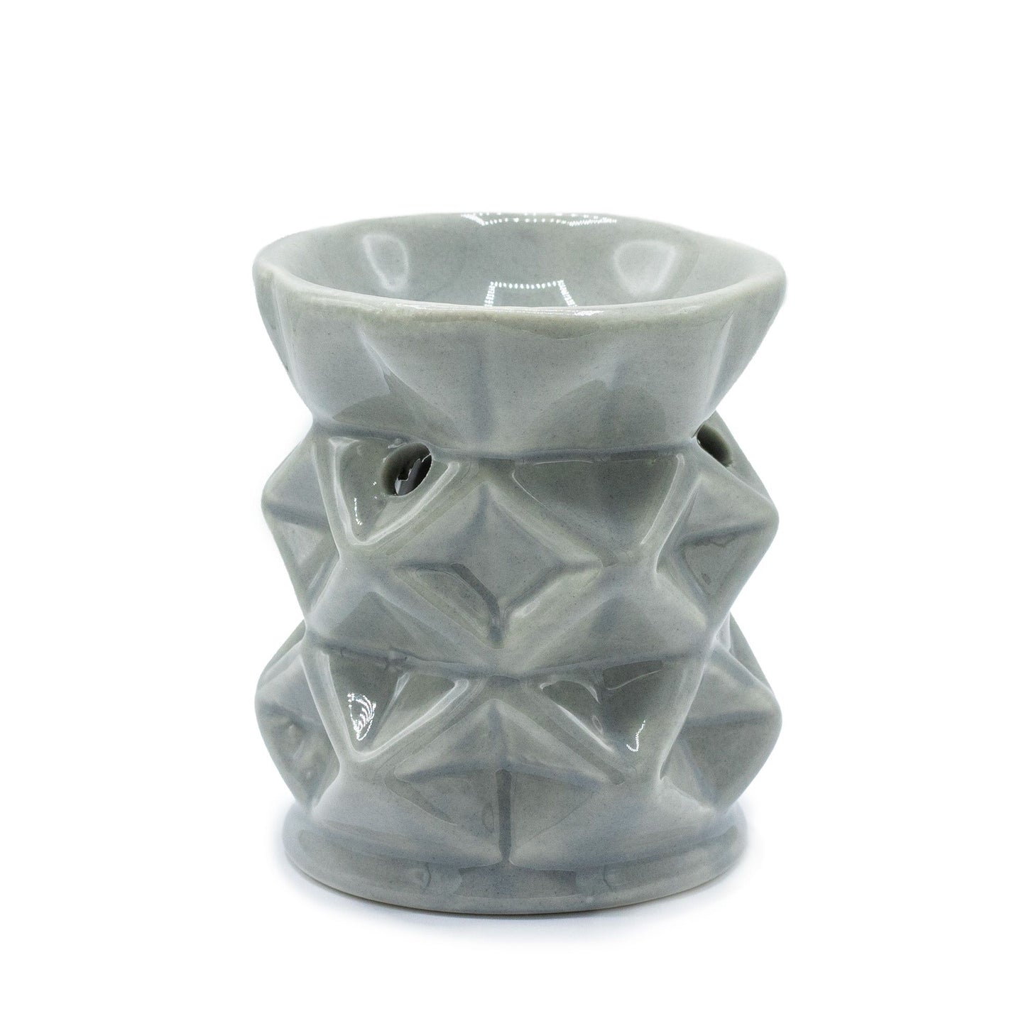 Quemador de Aceite Geométrico Gris – Cerámica Decorativa