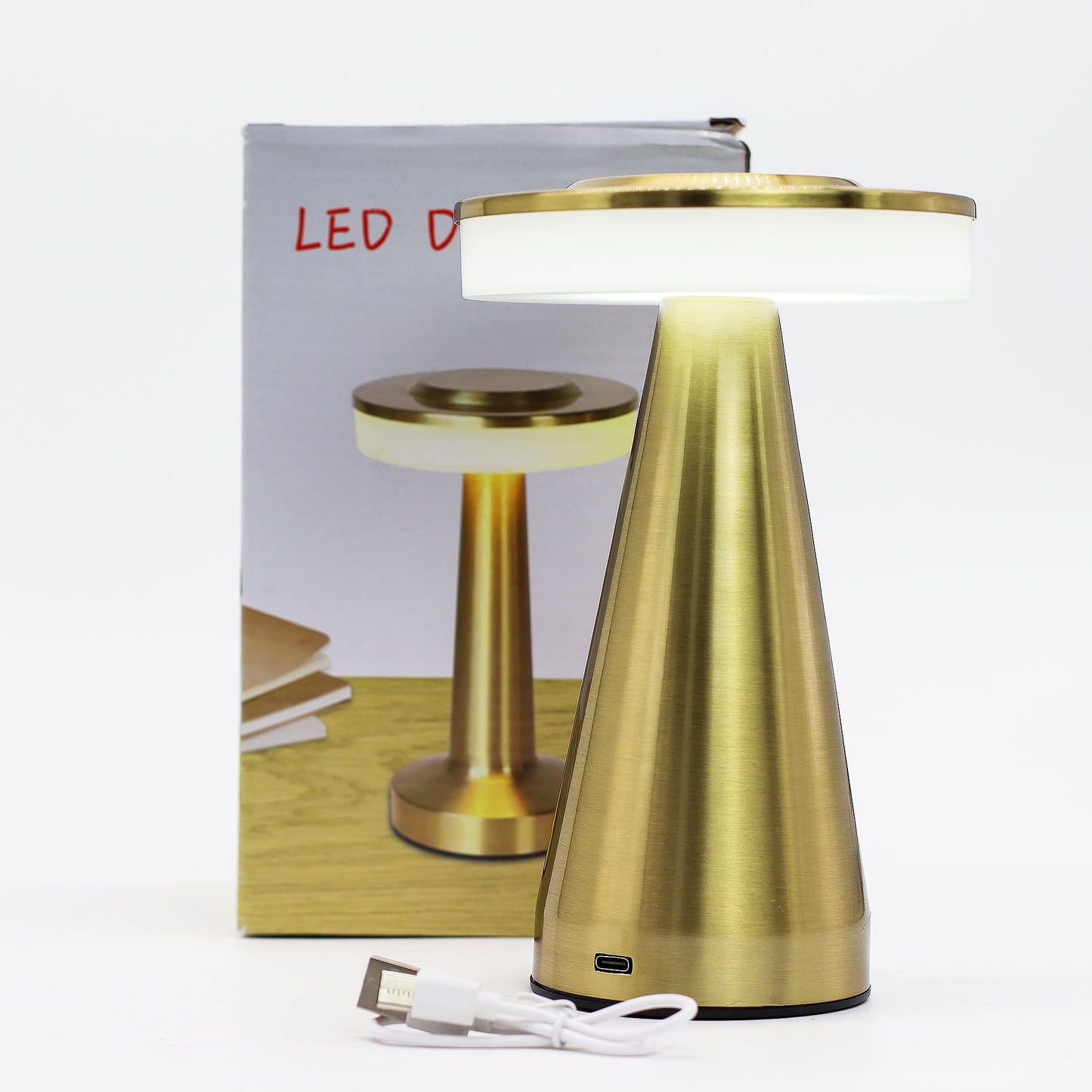 Lámpara Táctil Recargable – Tallo Alto Cobre USB
