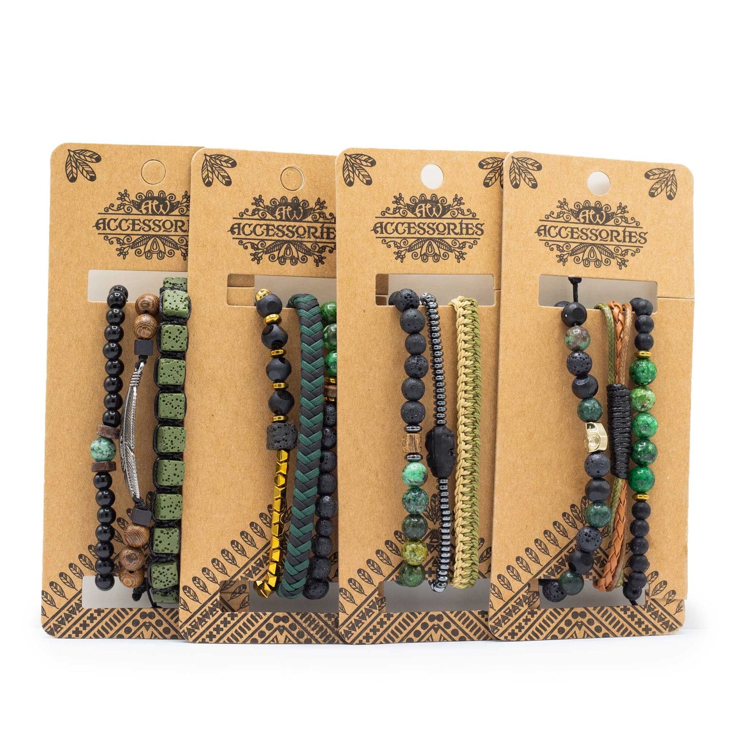 Set de Pulseras para Hombre – Verde Exterior