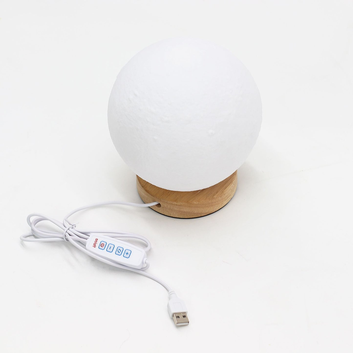 Lámpara de Mesa Luna – Luz LED Regulable USB con Base de Madera