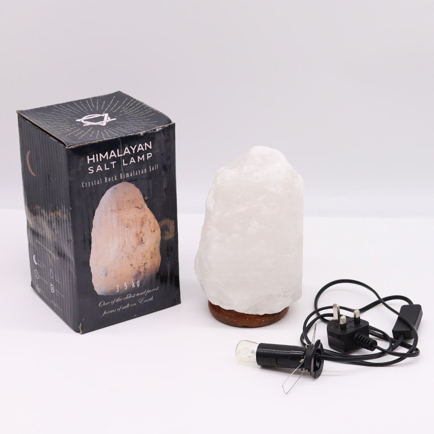 Lámpara de Sal del Himalaya con Base de Madera – 3 a 5 kg