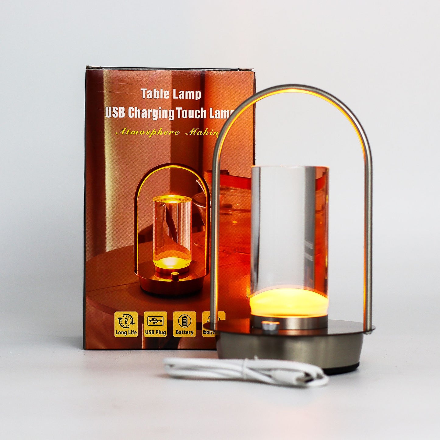 Lámpara Táctil Farol de Cristal Recargable USB – Luz Regulable