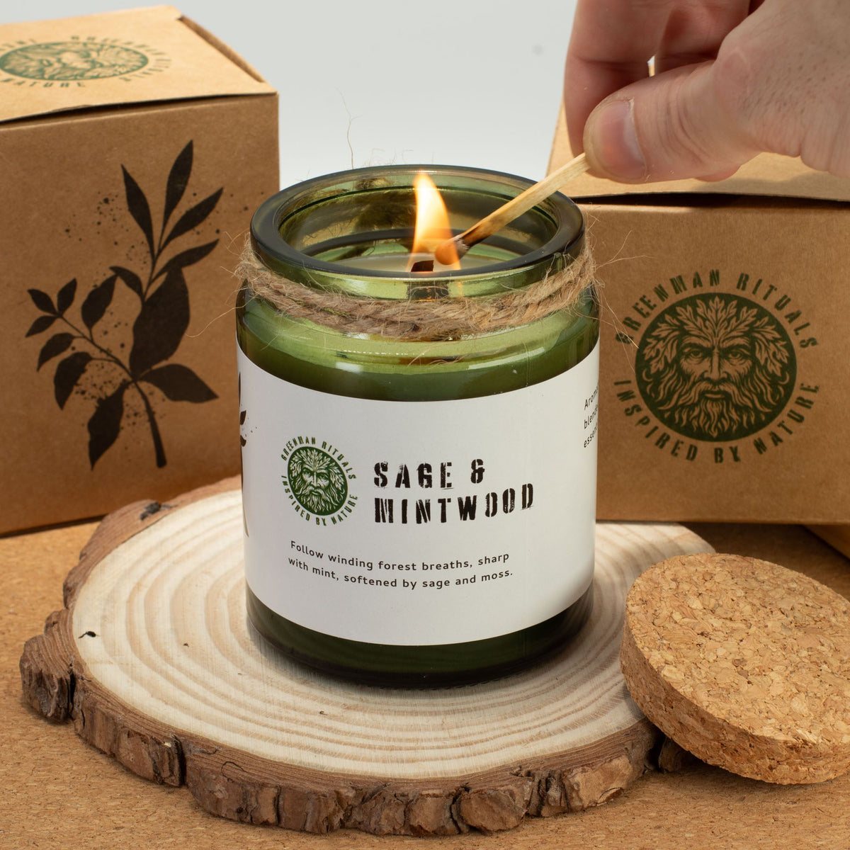 Greenman Woodwick Vela de Soja - Musgo y Neblina