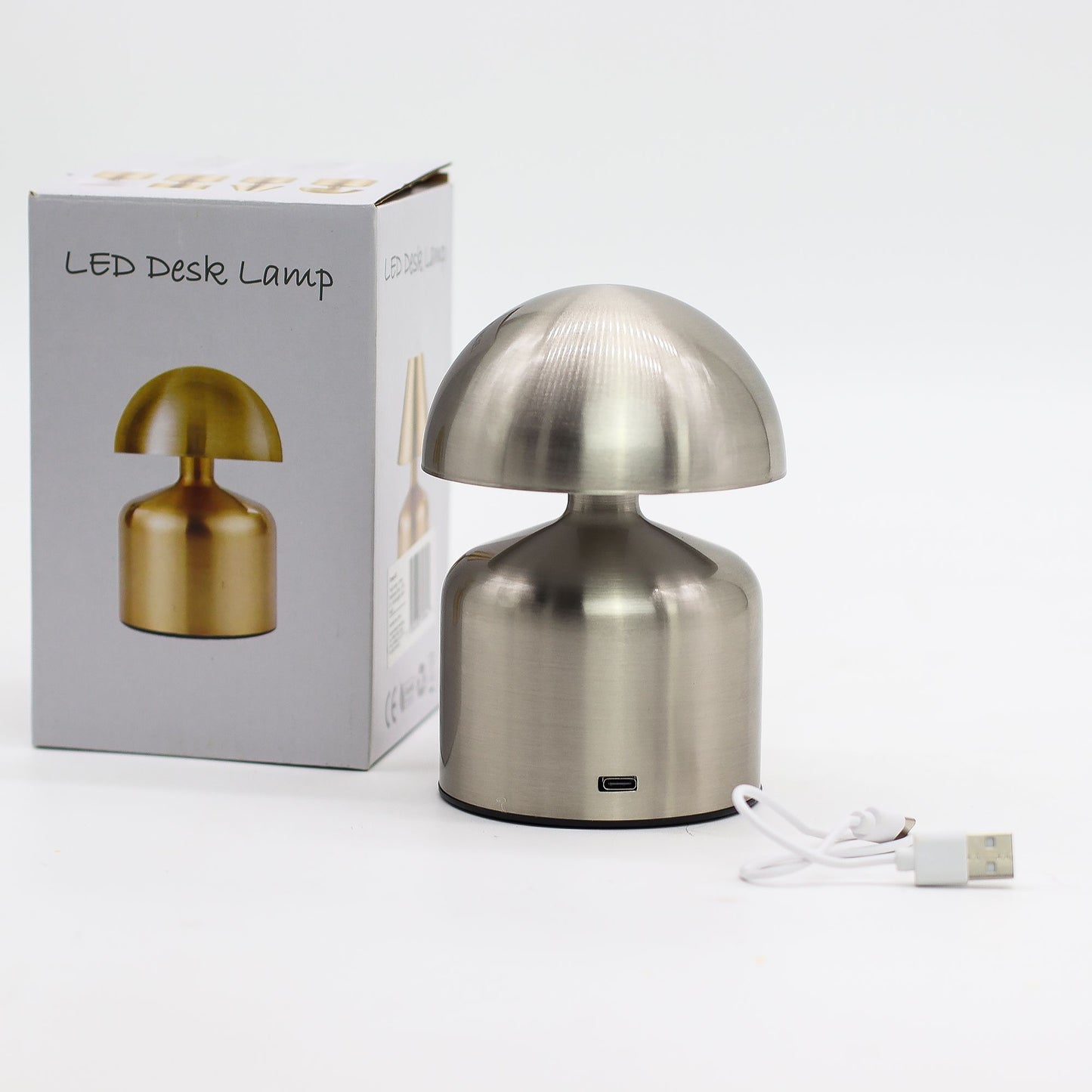 Lámpara Táctil Recargable – Diseño Hongo Plateado USB