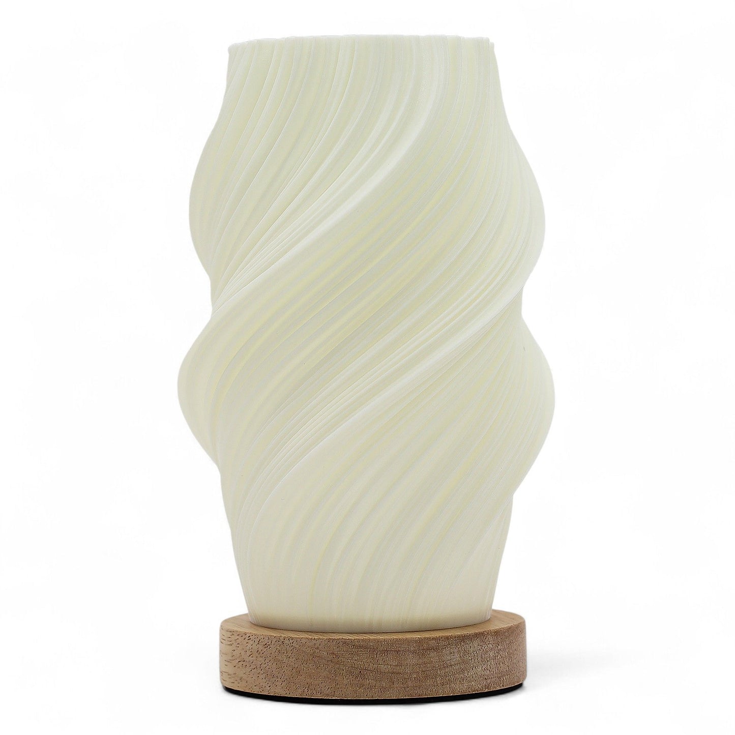 Lámpara de Mesa Nube Espiral – Luz LED Regulable USB con Base de Mader