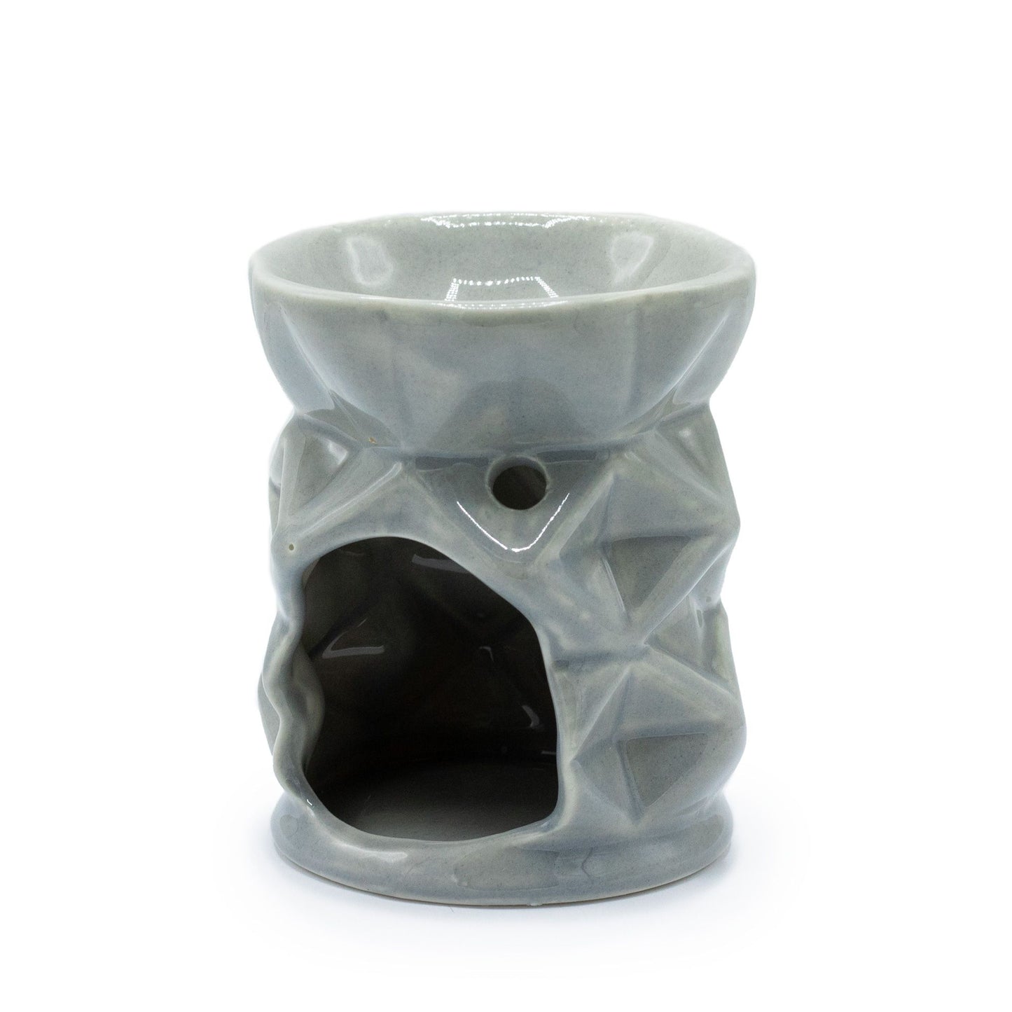 Quemador de Aceite Geométrico Gris – Cerámica Decorativa