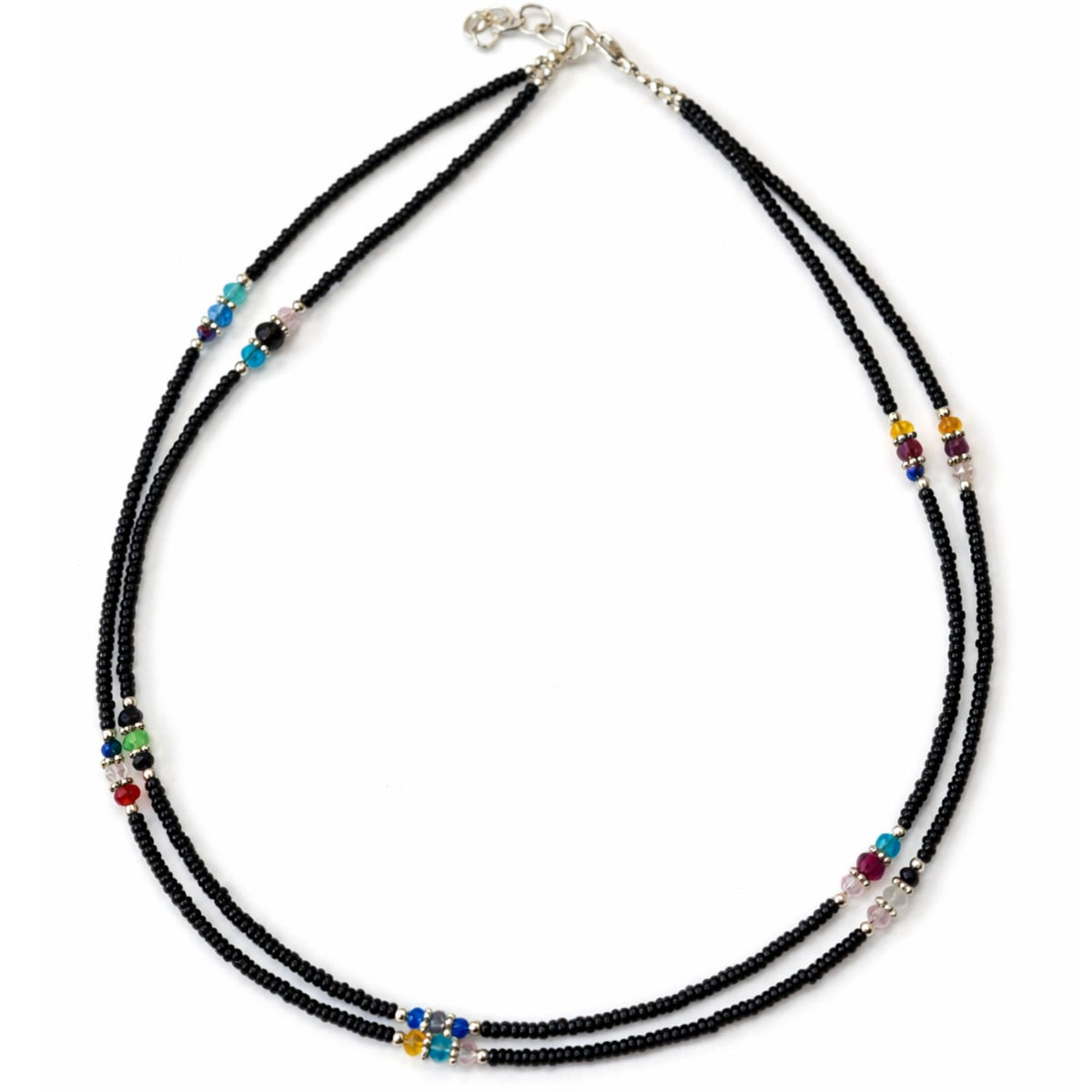 Collar Doble Hilo de Ónix Negro Artesanal Nepalí 42 cm