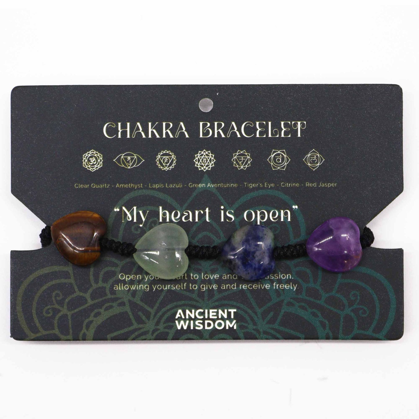Pulsera de chakras – Corazones de piedra natural