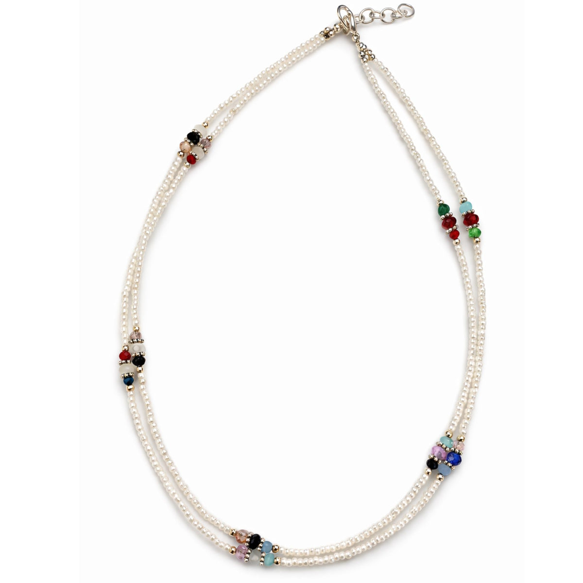 Collar Doble Hilo de Howlita Artesanal Nepalí 42 cm