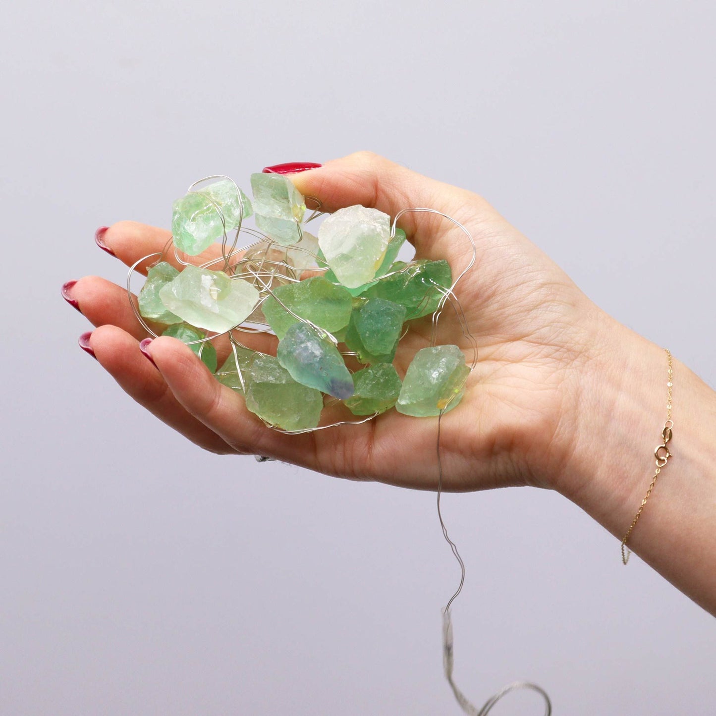 Luces Encantadas con Piedras de Jade – Decoración Natural y Armonizante