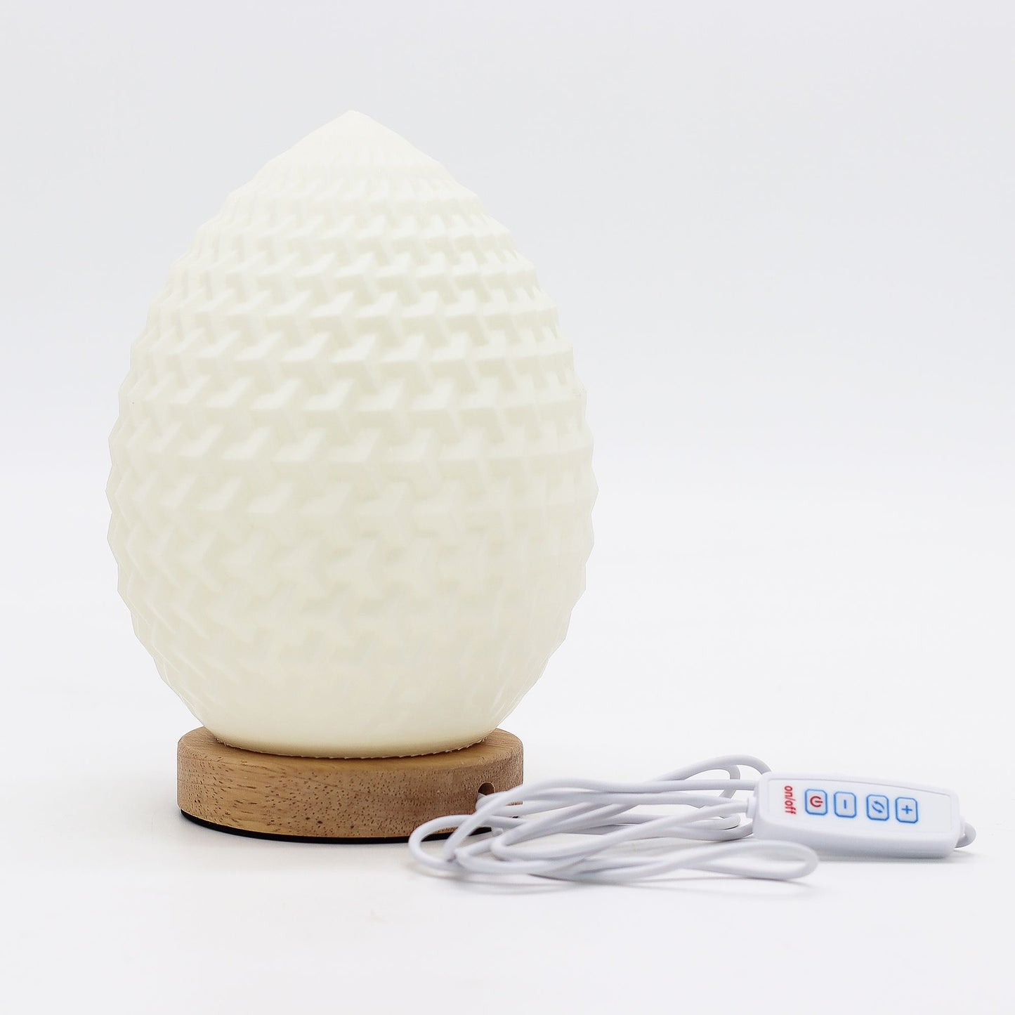 Lámpara de Mesa Lágrima Onda – Luz LED Regulable USB con Base de Madera