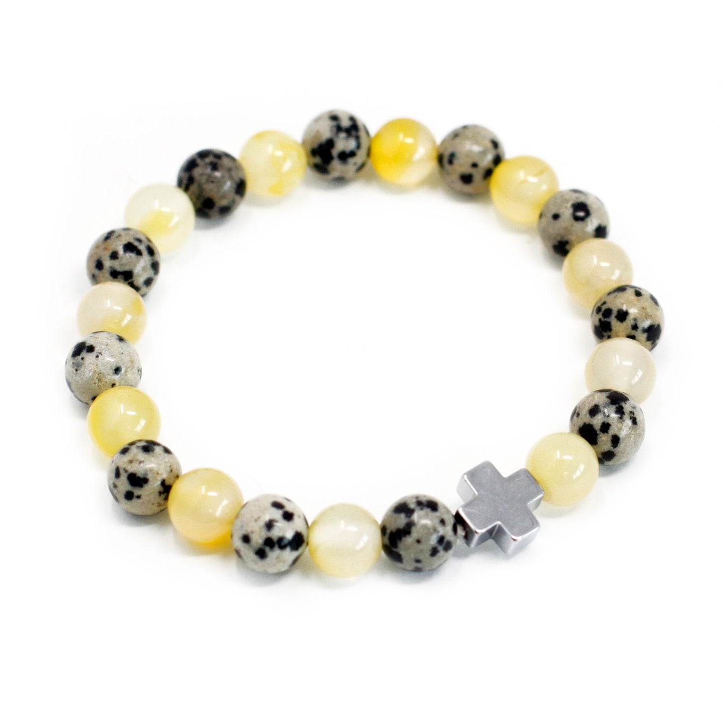 Set de 2 Pulseras de Jaspe Dálmata y Ágata Amarilla – Protección y Vitalidad