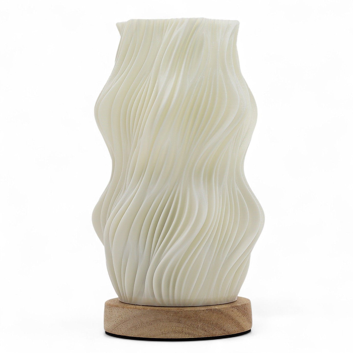 Lámpara de Mesa Onda Estrella – Luz LED Regulable USB con Base de Madera