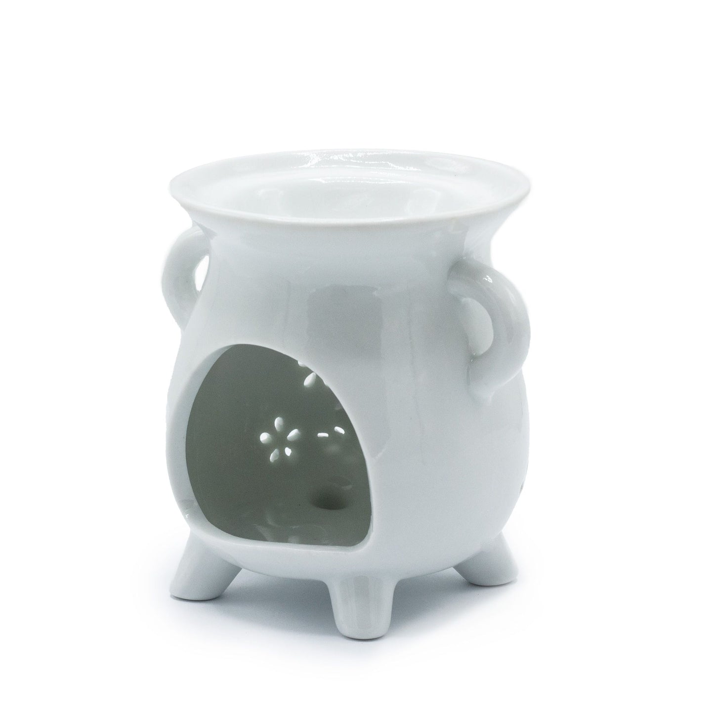 Quemador de Aceite de Cerámica Blanco – Diseño Búho Caldero