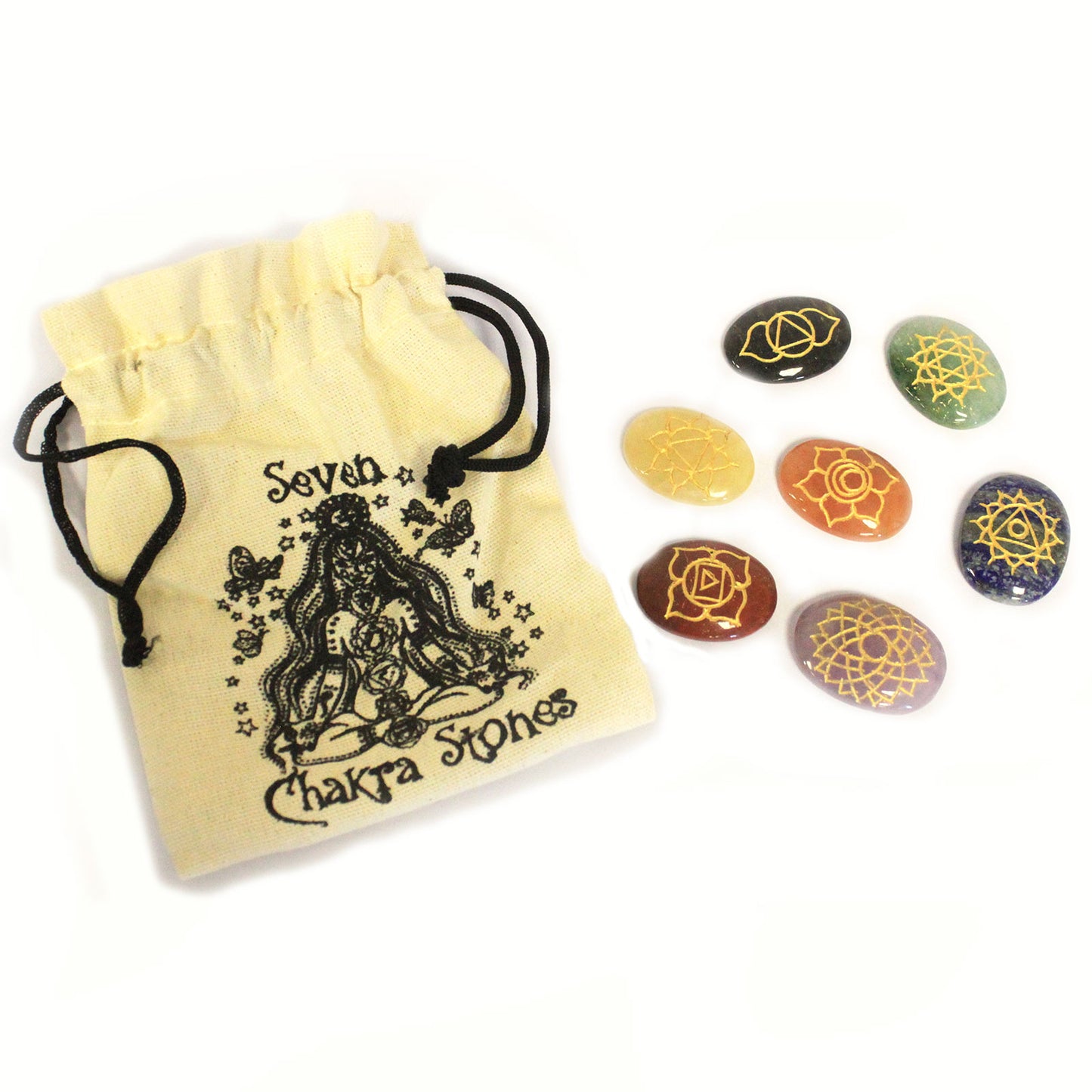 Set de Piedras Chakras Ovaladas – Grabado Energético