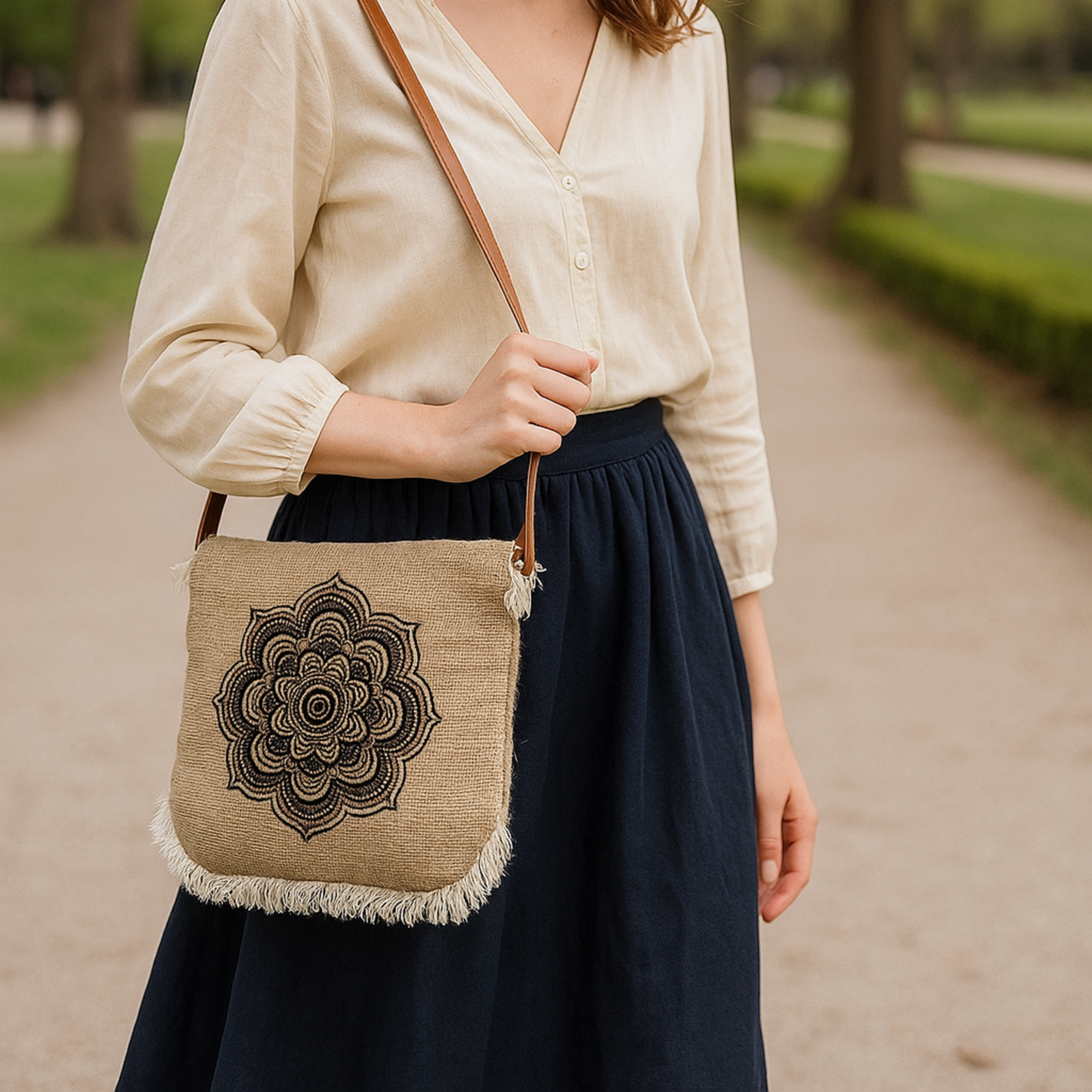 Bolso de Yute con Bordado de Verano – Diseño Artesanal