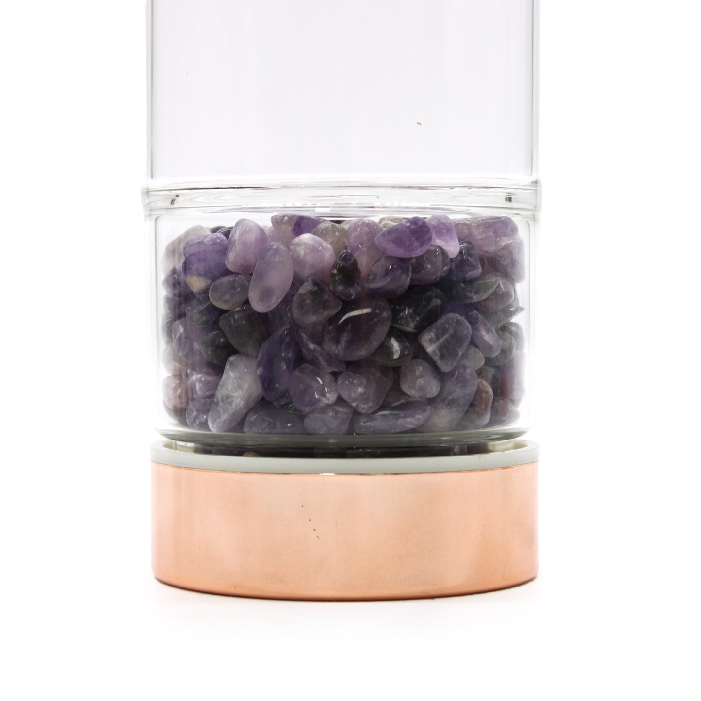 Botella de Cristal para Infusión de Té - Oro Rosa y Amatista