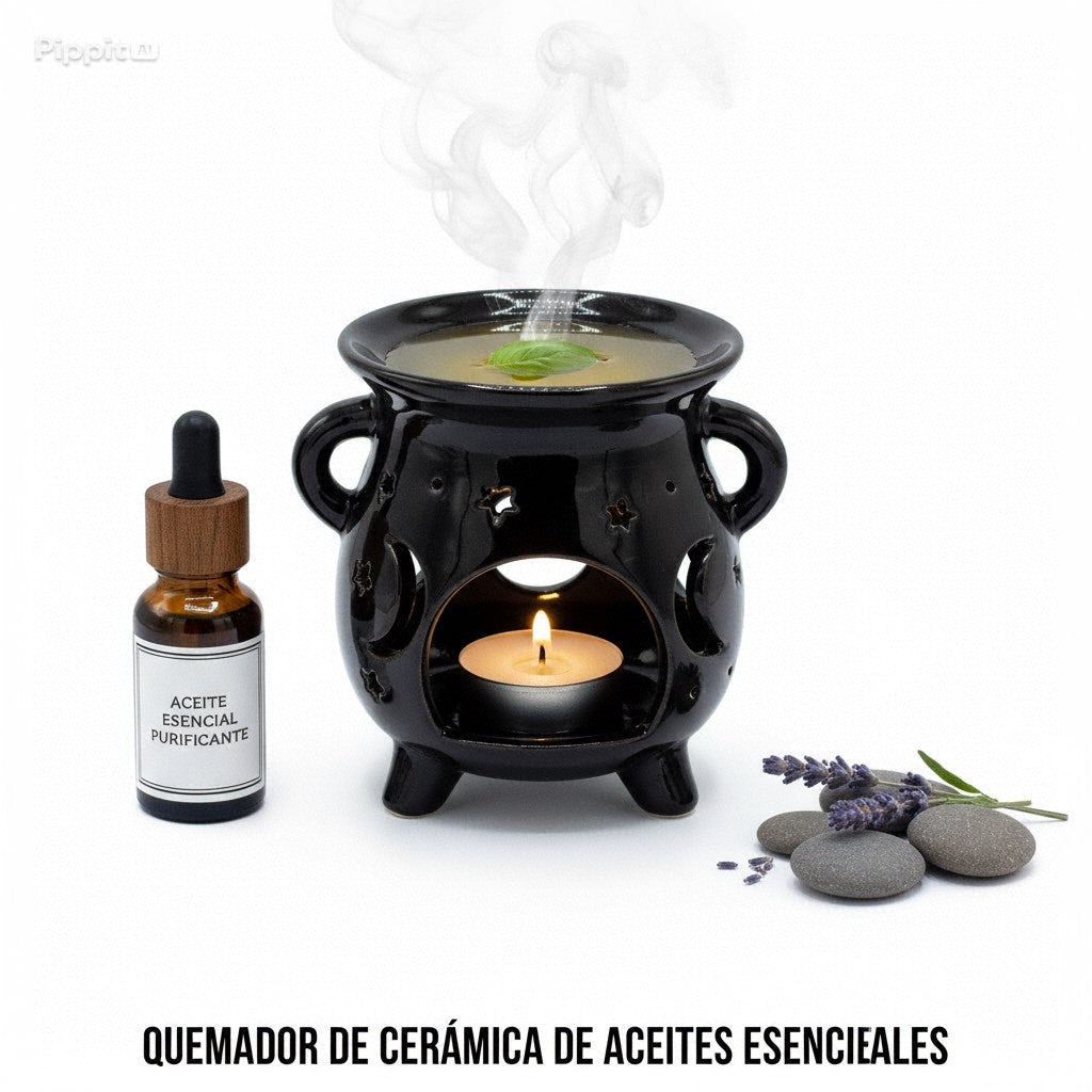 Quemador de Aceite Negro – Caldero con Fases Lunares