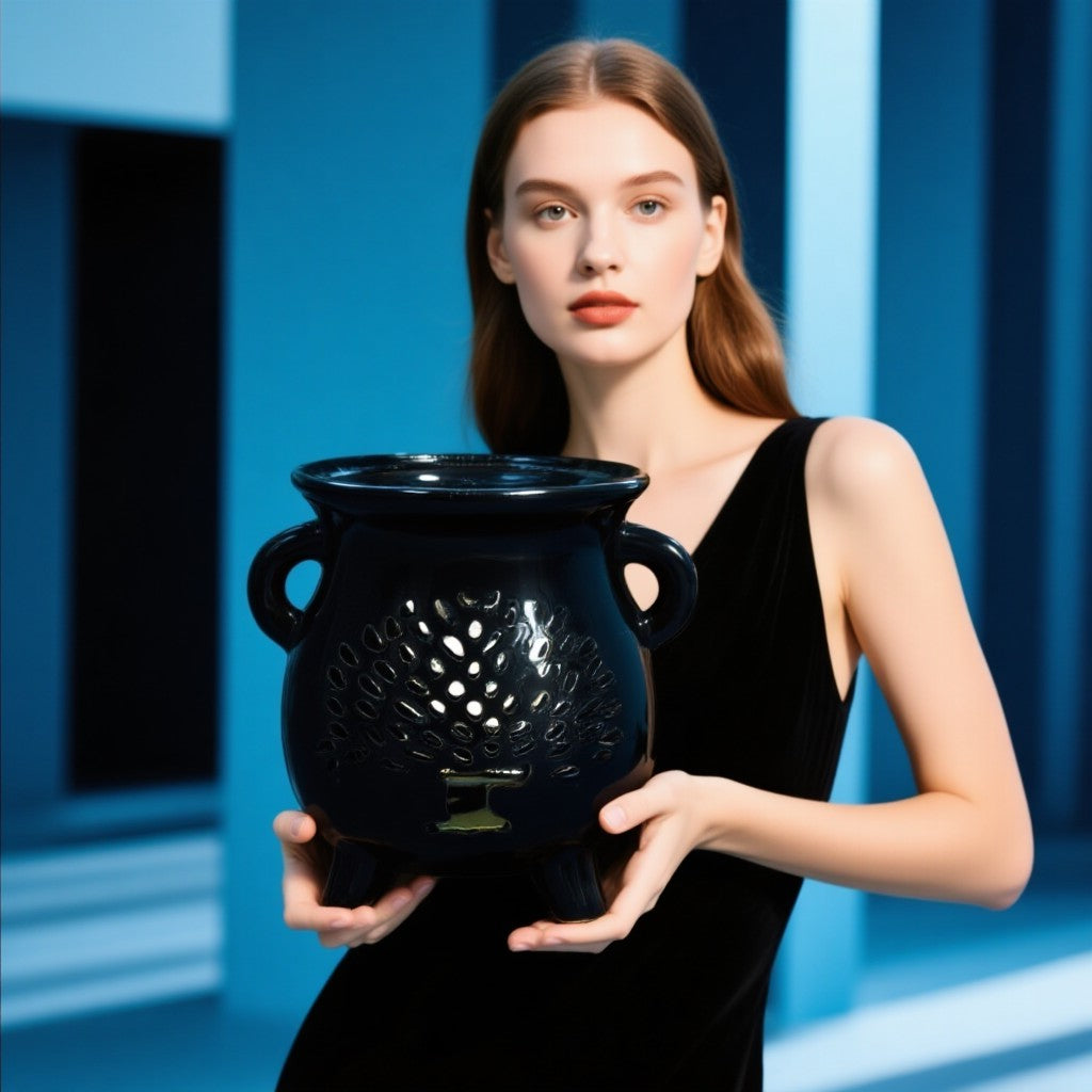 Quemador de Aceite Negro – Caldero con Árbol de la Vida