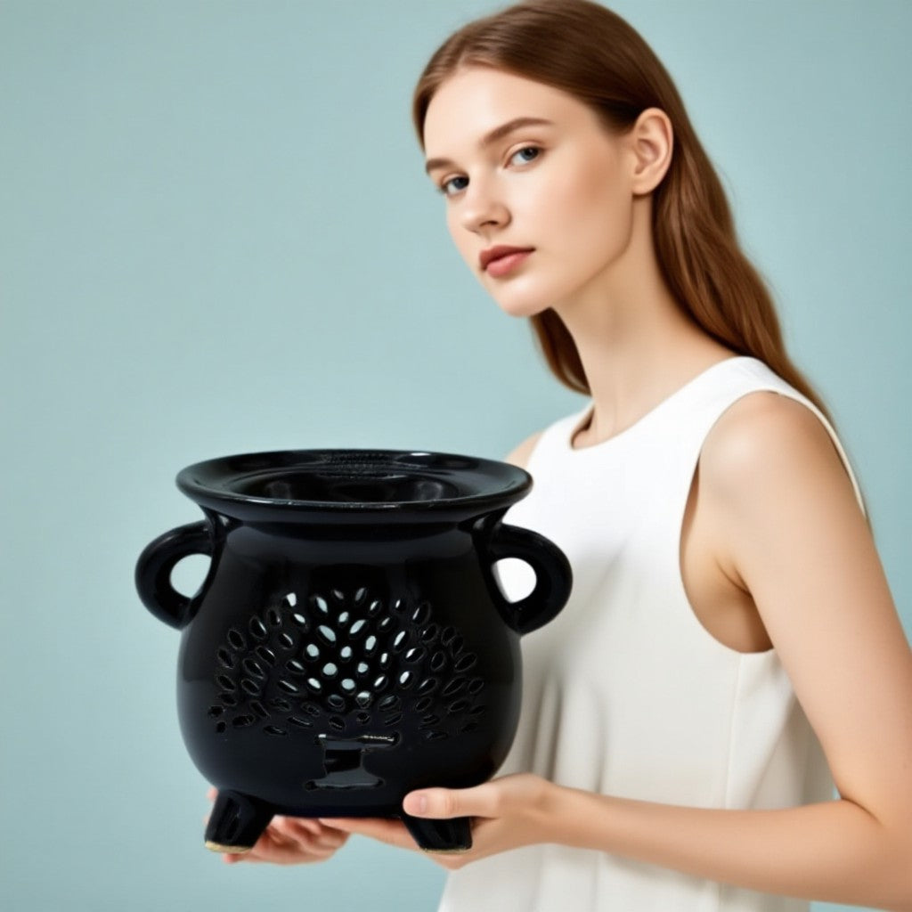Quemador de Aceite Negro – Caldero con Árbol de la Vida