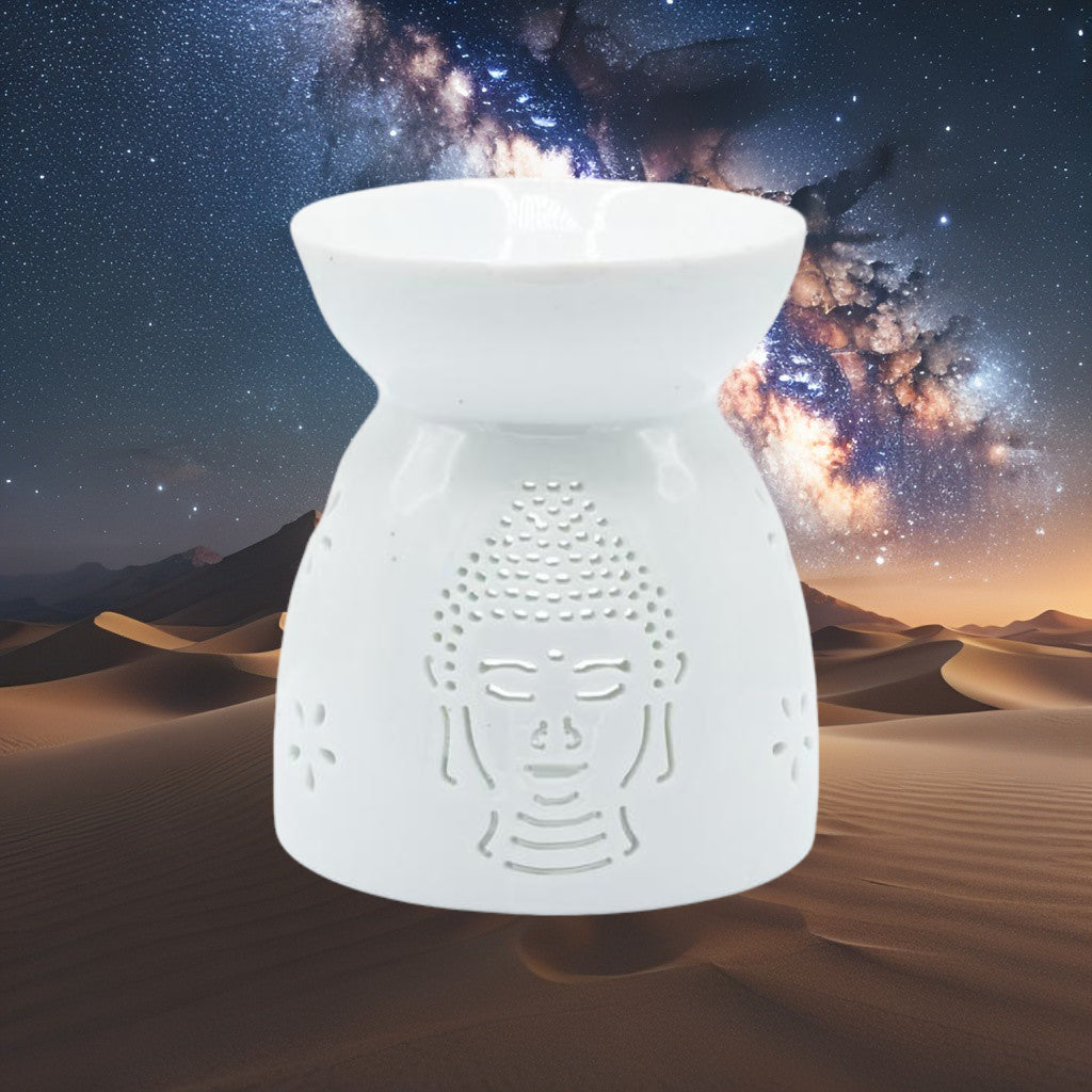 Quemador de Aceite Buda Blanco – Cerámica