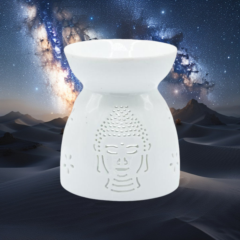 Quemador de Aceite Buda Blanco – Cerámica
