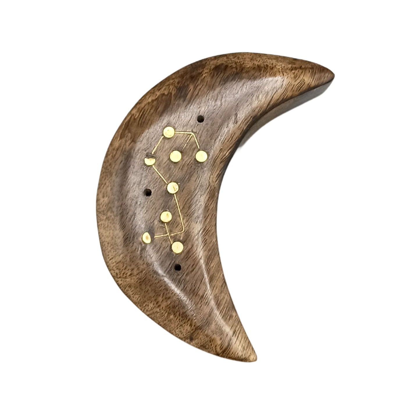 Quemador de Incienso Luna - Latón Grabado con Signos del Zodiaco