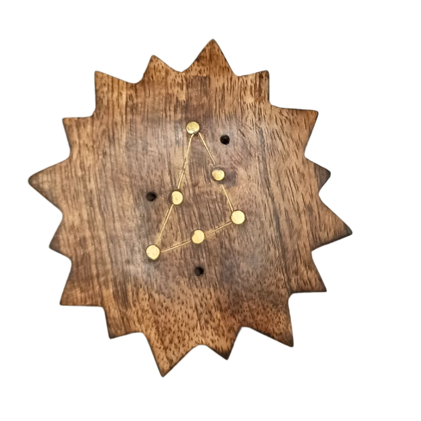 Quemador de Incienso Sol - Latón Grabado con Signos del Zodiaco