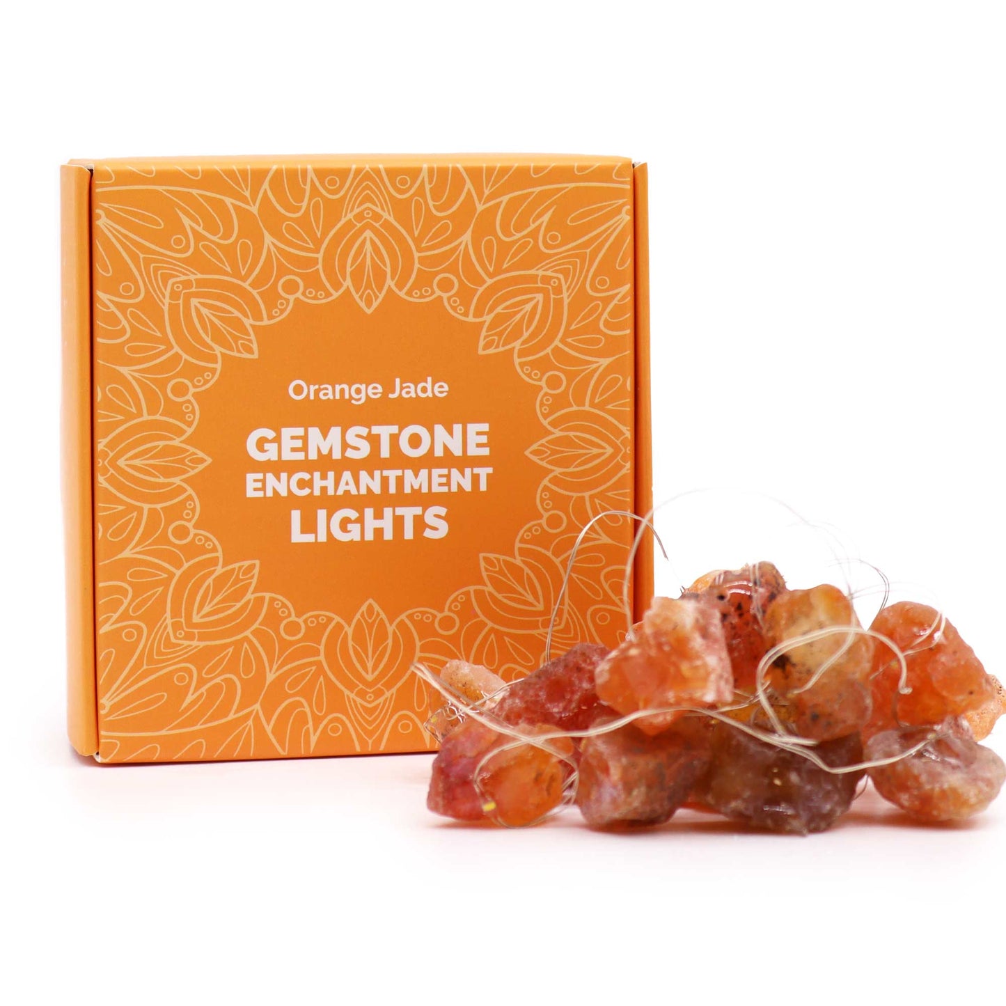 Luces Encantadas con Piedras Naranja – Decoración Cálida y Energética