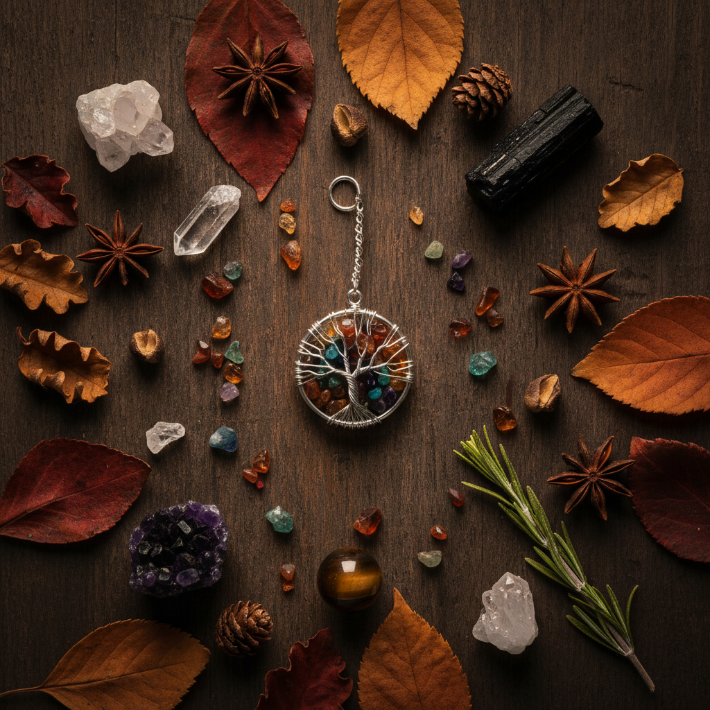 Péndulo Ojo de Tigre – flat lay