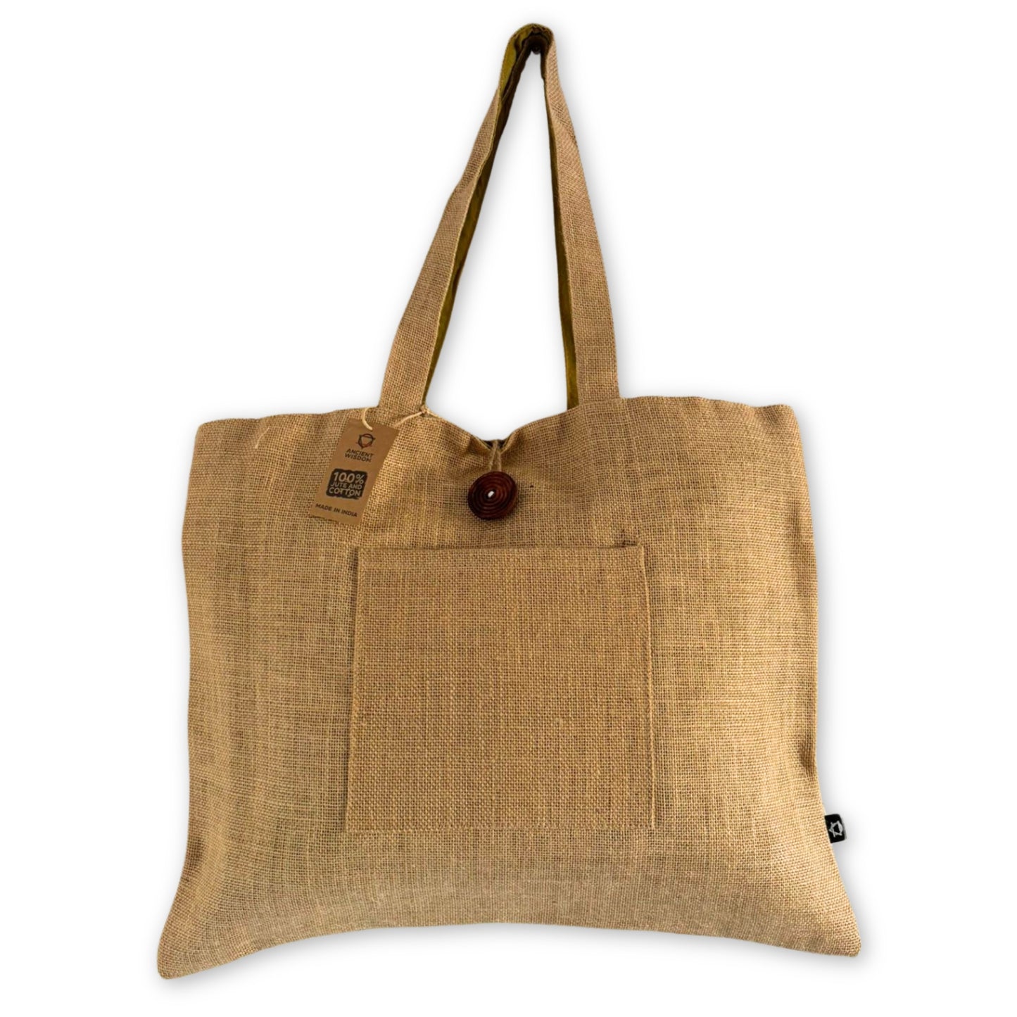 Bolsa Grande Reversible de Yute y Algodón – Color Pistacho