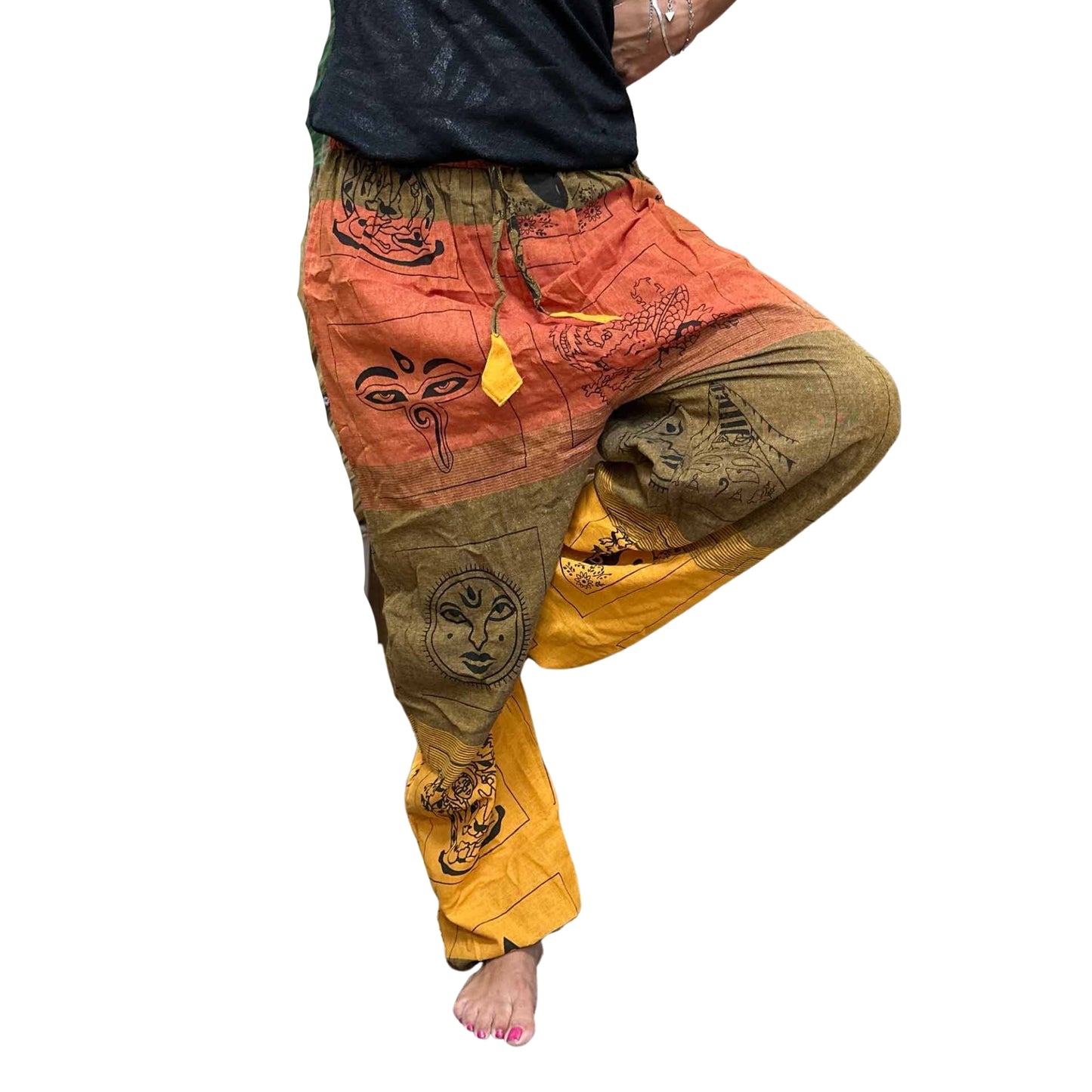 Pantalón de Algodón con Cintura Alta – Estilo Himalaya en Naranja