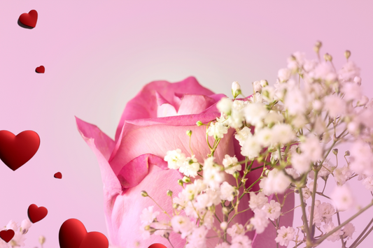 Imagen de rosas de jabón y corazones
