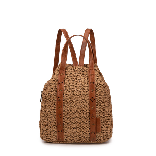 Bolso Mochila de Rafia Natural Magnoa – Antirrobo y Doble Función