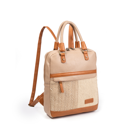 Mochila Convertible Vintage Rafia & Polipiel