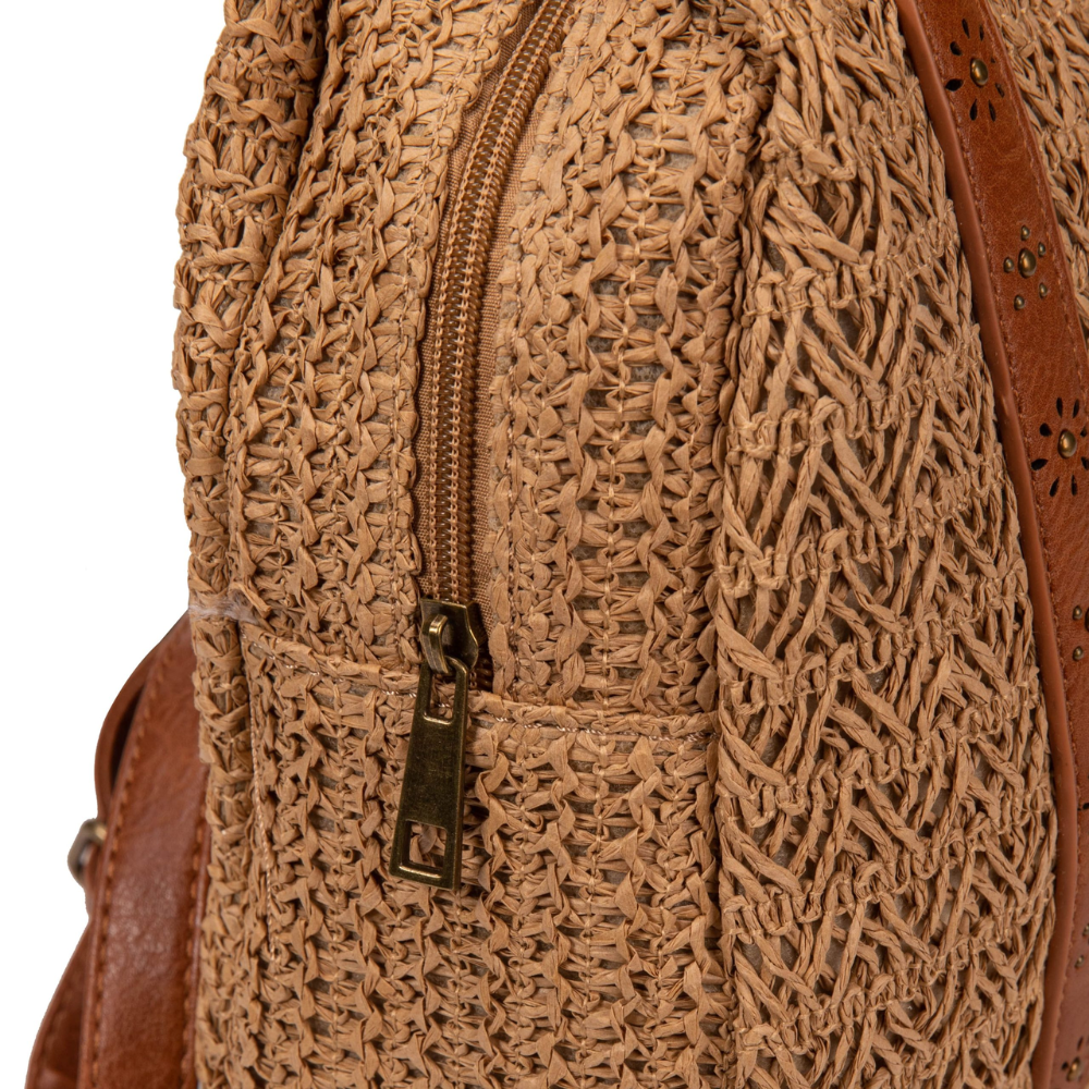 Bolso Mochila de Rafia Natural Magnoa – Antirrobo y Doble Función