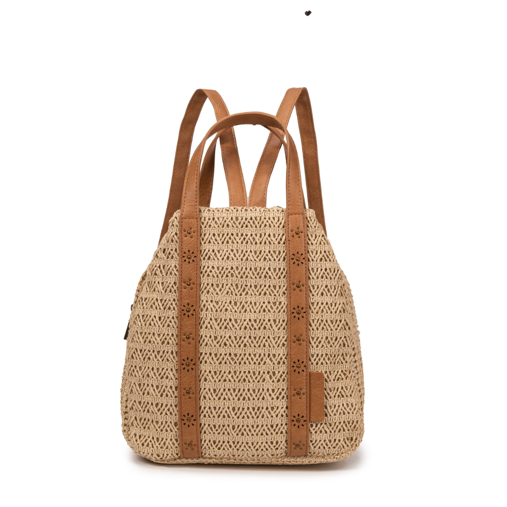 Bolso Mochila de Rafia Natural Magnoa – Antirrobo y Doble Función