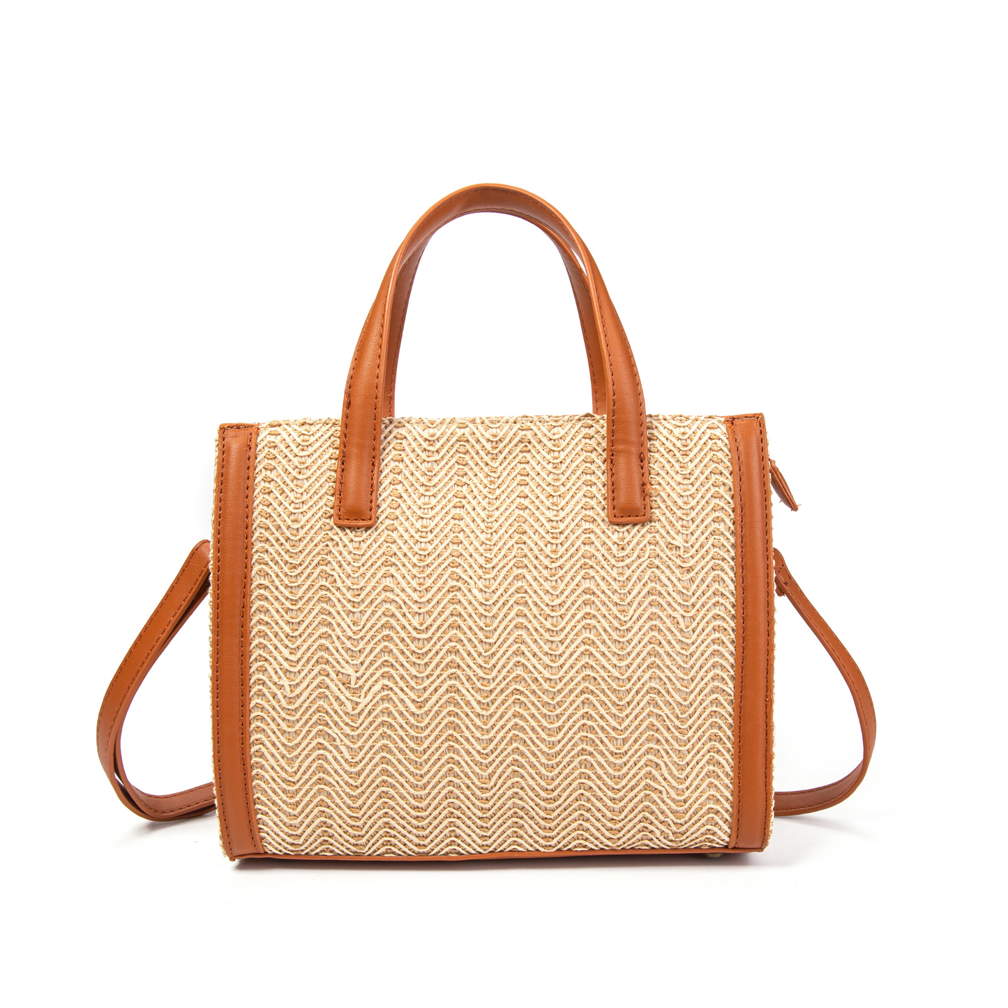 Bolso rígido de rafia con diseño natural y acabado elegante