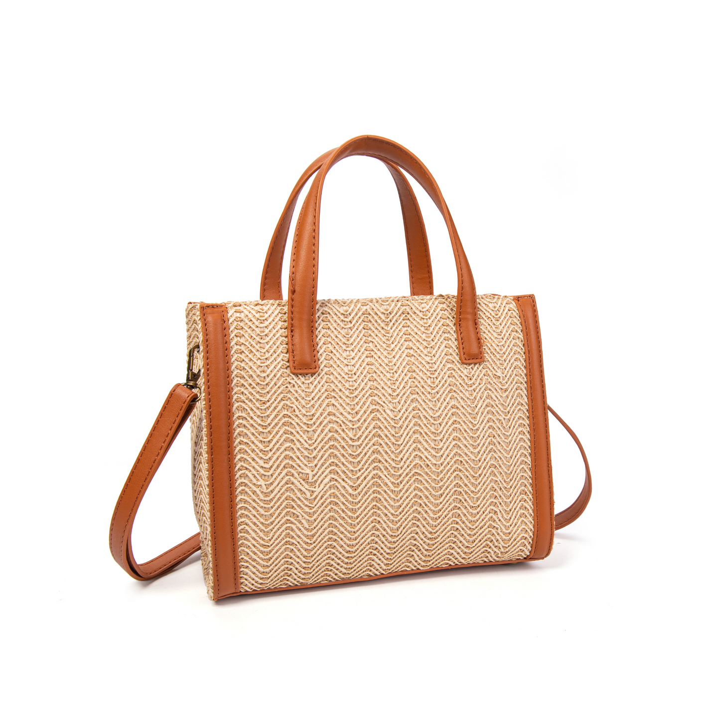 Bolso rígido de rafia con diseño natural y acabado elegante