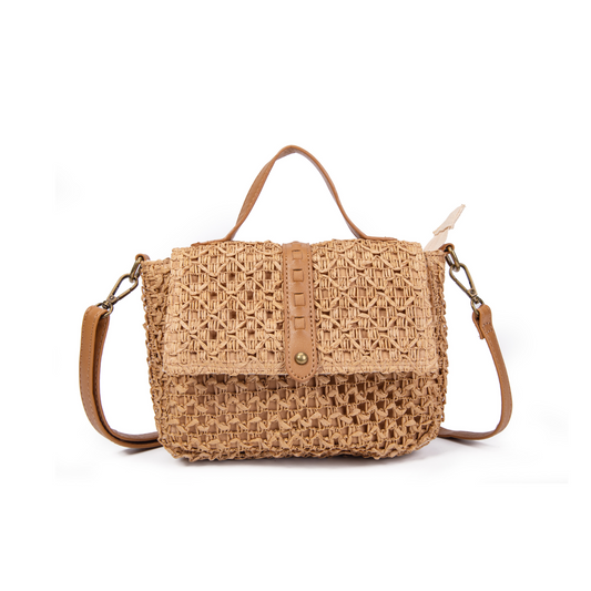 Mini bolso de rafia natural con solapa estructurada – Estilo veraniego con toque chic