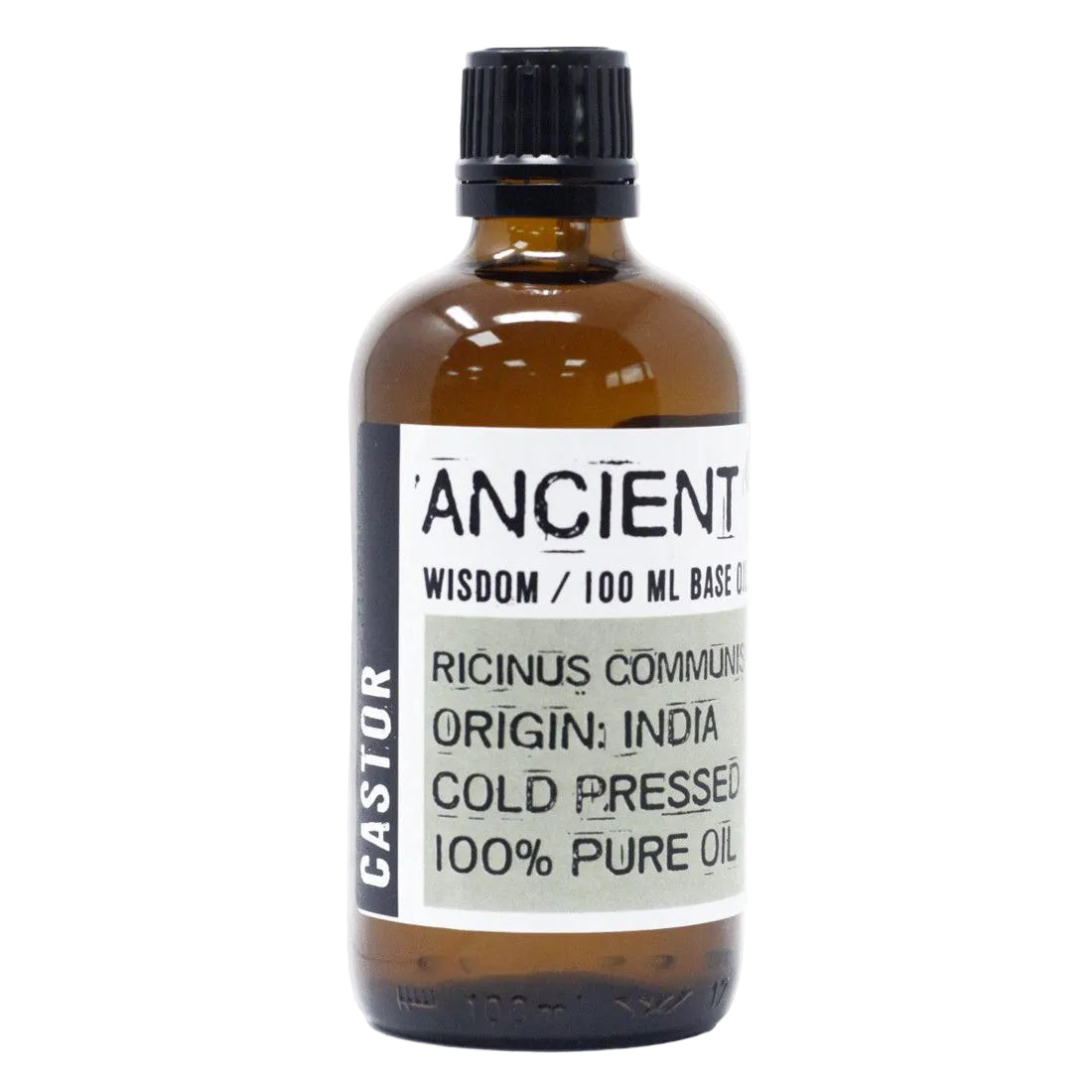 Botella de aceite de castor y ricino 100% puro prensado en frío de 100ml de la marca Ancient Wisdom.