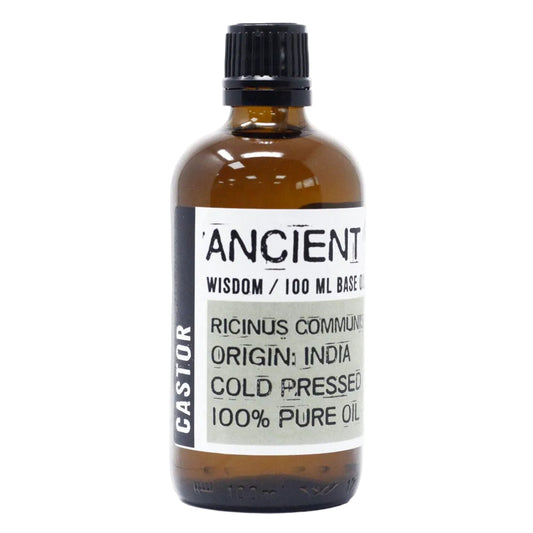 Botella de aceite de castor y ricino 100% puro prensado en frío de 100ml de la marca Ancient Wisdom.