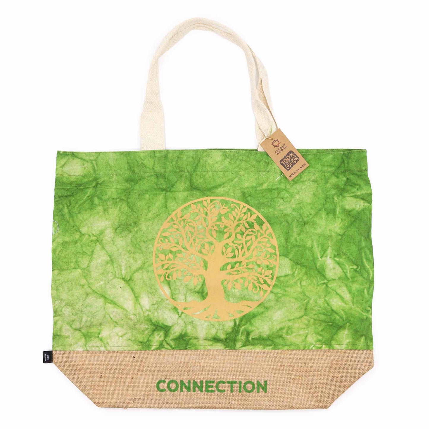 Bolso Natural Tye-Dye Verde – Conexión con la Vida 50 cm x 22