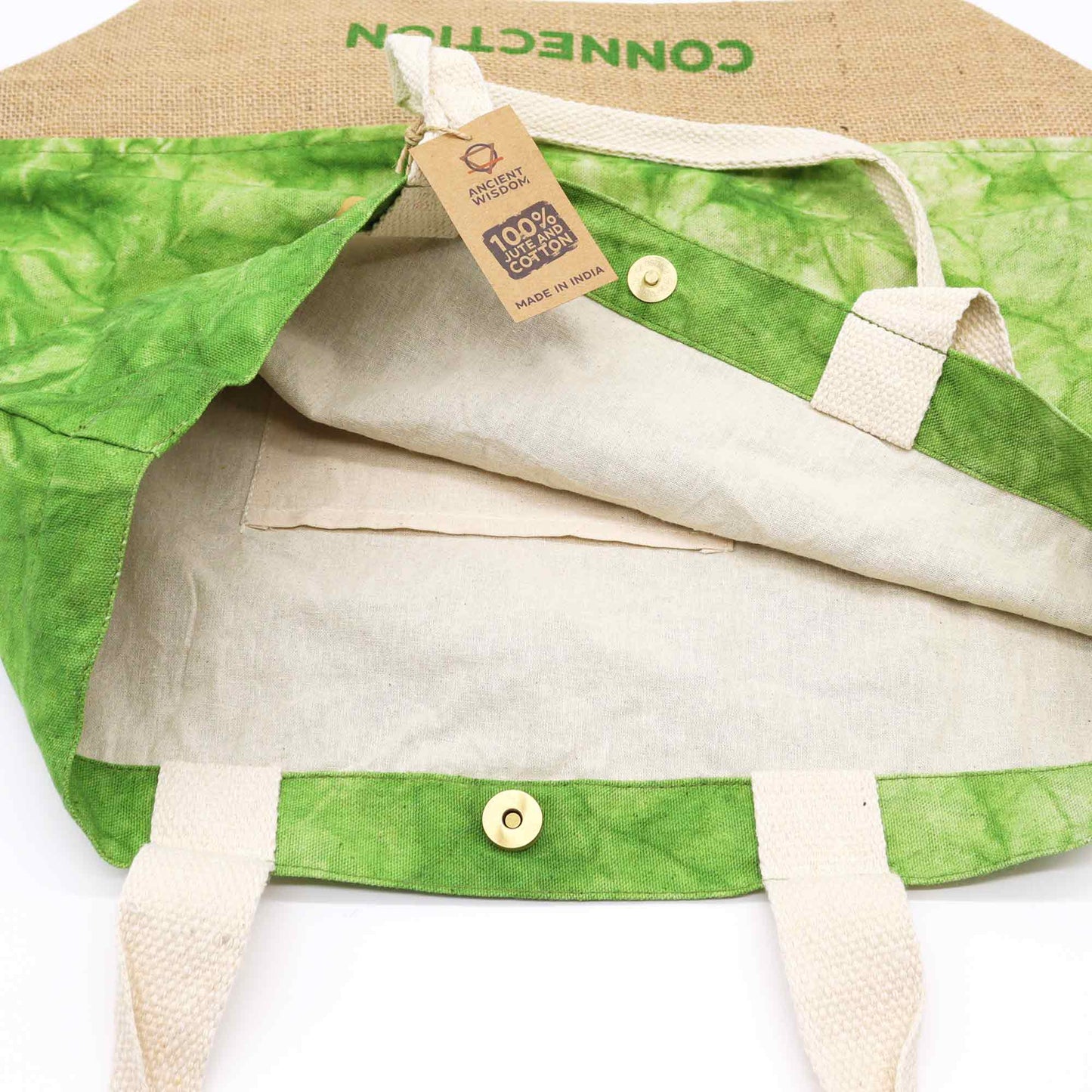 Bolso Natural Tye-Dye Verde – Conexión con la Vida 50 cm x 22