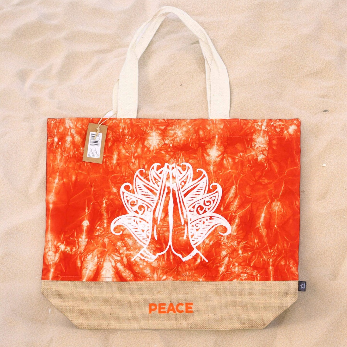 Bolso natural Mano Namasté – Yute y algodón 50x42 cm