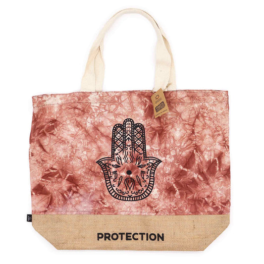 Bolso natural Hamsa terracota – Yute y algodón 50x42 cm